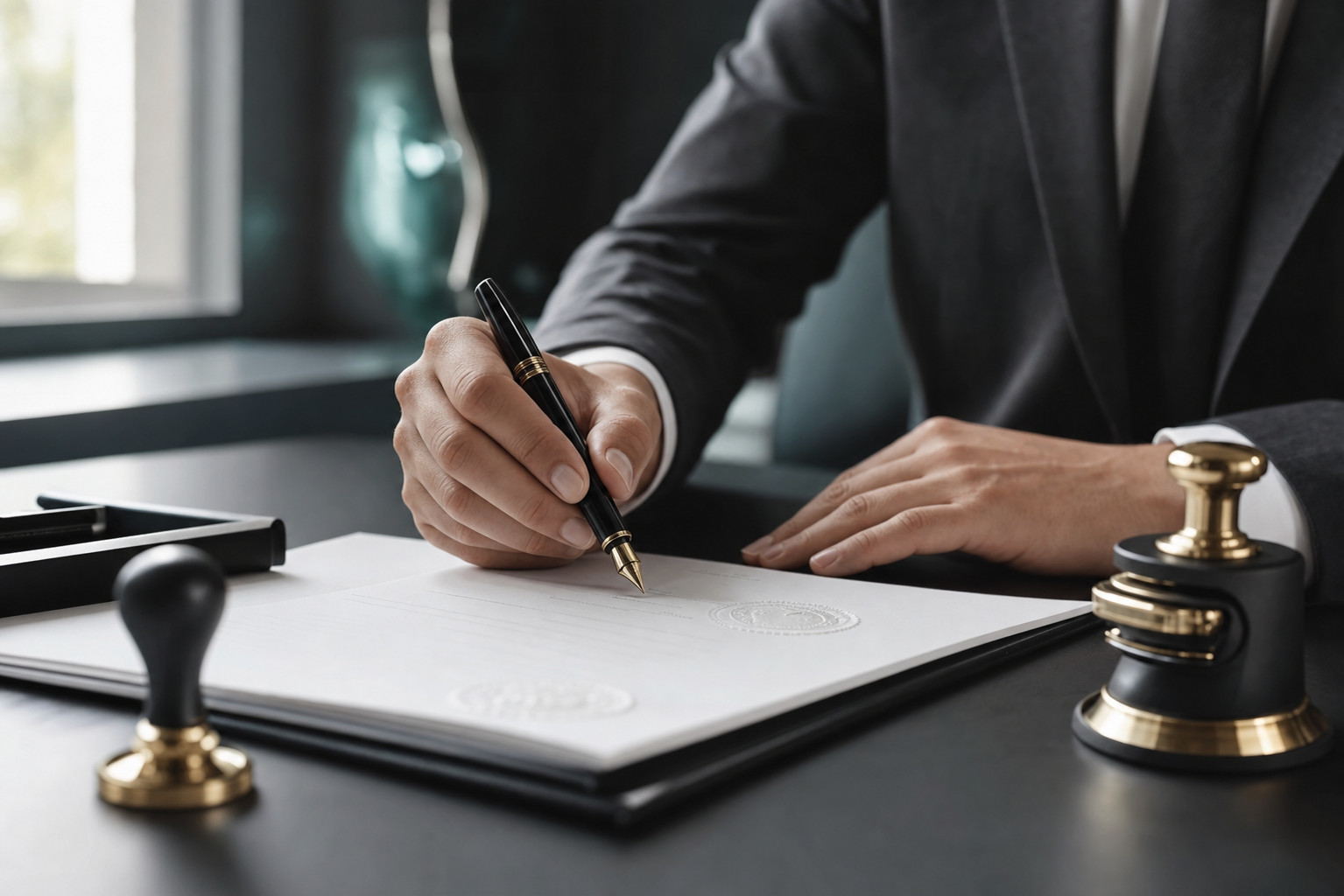 Notary signing documents for a Sugar Land client