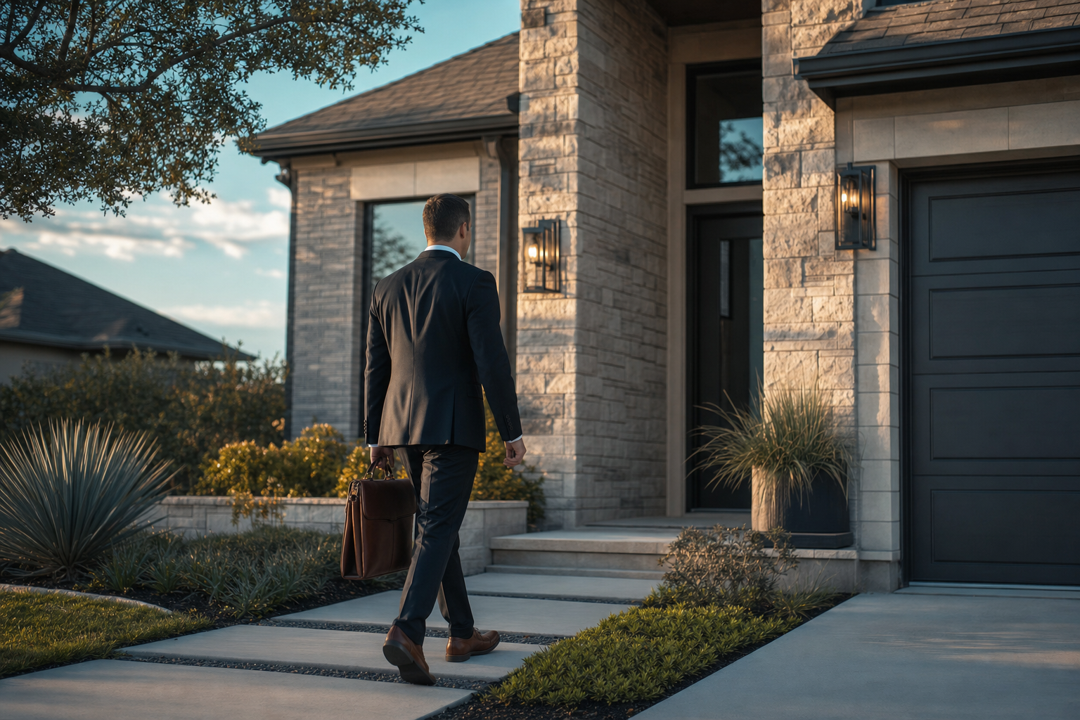 Mobile notary arriving at a client's home in Sugar Land, Texas