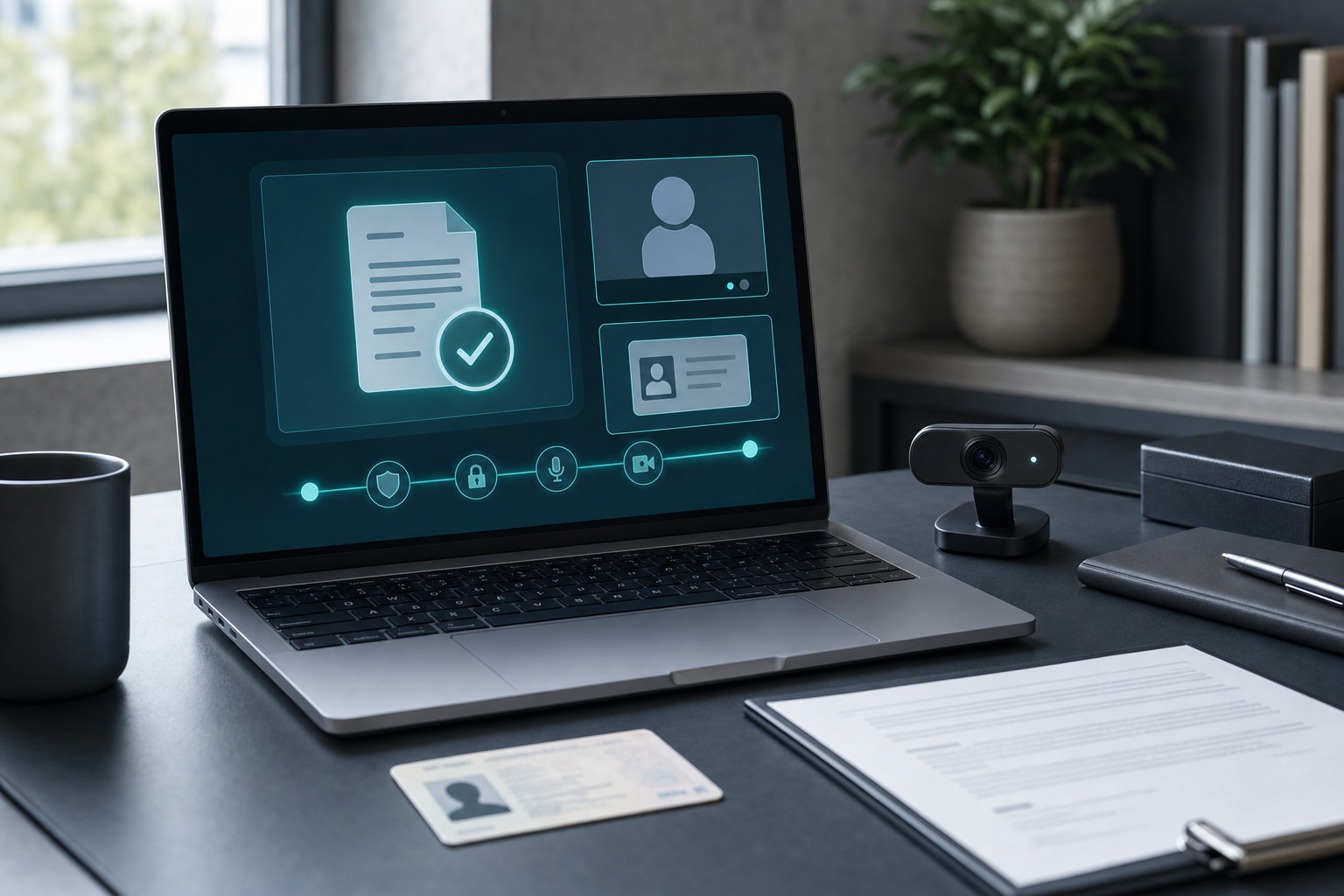 Secure remote online notarization video session showing ID verification and a document